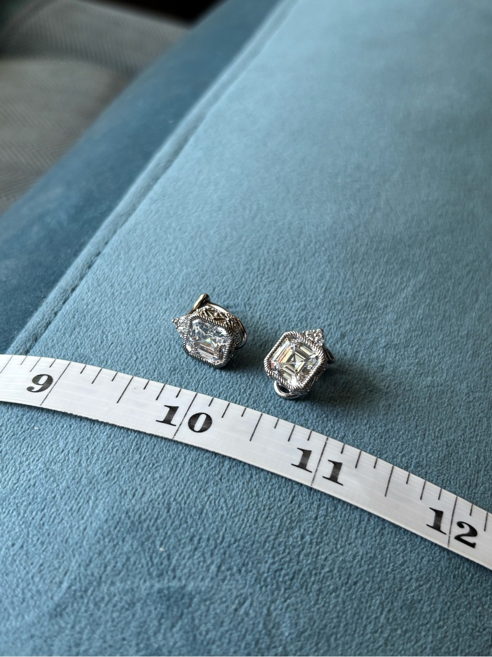 Judith Ripka 925 Sterling Silver CZ Rope Design Clip-On Earrings - Picture 7 of 8